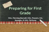 Preparing for First Grade Mrs. Fleming Burnell, Mrs. Powers, Ms. Speegle, & Mrs. Terhune.