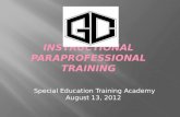 Special Education Training Academy August 13, 2012.