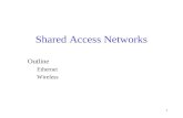 1 Shared Access Networks Outline Ethernet Wireless.