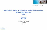 Business Risk & Control Self-Assessment Workshop Report HAN BE’ER October 18, 2005 Arnhem Confidential.