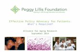 Effective Policy Advocacy for Patients: What’s Required? Alliance for Aging Research September 2014.