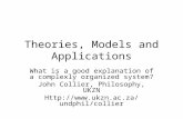 Theories, Models and Applications What is a good explanation of a complexly organized system? John Collier, Philosophy, UKZN Http://.