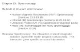 1 Chapter 13: Spectroscopy Methods of structure determination Nuclear Magnetic Resonances (NMR) Spectroscopy (Sections 13.3-13.19) Infrared (IR) Spectroscopy.