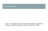 Text: Principles of Instrumental Analysis, 5th Ed., Skoog, Holler, Nieman, Harcourt Brace, 1998 Instrumental Analysis.