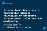 International Doctorate in Translation Studies: Principles of effective interpersonal relations and monitoring Christina Schaeffner 28 August 2014 EST.