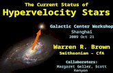 The Current Status of Hypervelocity Stars Galactic Center Workshop Shanghai 2009 Oct 21 Warren R. Brown Smithsonian – CfA Collaborators: Margaret Geller,