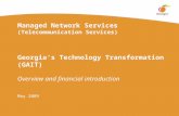 Managed Network Services (Telecommunication Services) Georgia’s Technology Transformation (GAIT) Overview and financial introduction May 2009.