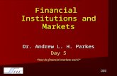 Financial Institutions and Markets Dr. Andrew L. H. Parkes Day 5 “How do financial markets work?” 卜安吉.