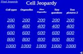 Cell Jeopardy Cell typesOrganelles More Organelles Test questions Test pictures 2 200 400 600 800 1000 400 600 800 1000 Final Jeopardy.