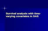 Survival analysis with time- varying covariates in SAS.