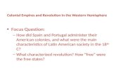 Colonial Empires and Revolution in the Western Hemisphere Focus Question: – How did Spain and Portugal administer their American colonies, and what were.