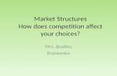 Market Structures How does competition affect your choices? Mrs. Bradley Economics.