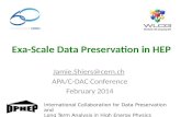 Exa-Scale Data Preservation in HEP Jamie.Shiers@cern.ch APA/C-DAC Conference February 2014 International Collaboration for Data Preservation and Long Term.