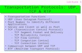 Transportation Protocols: UDP, TCP & RTP Transportation Functions UDP (User Datagram Protocol) Port Number to Identify Different Applications Server and