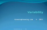 GrowingKnowing.com © 2011 1. Variability We often want to know the variability of data. Please give me $1000, I will give you… 8% to 9% in a year. Small.