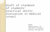 Draft of standard of students’ practical skills evaluation in medical school NSMU Department of faculty surgery Dennis Mizgirev.