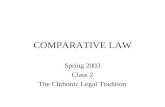 COMPARATIVE LAW Spring 2003 Class 2 The Chthonic Legal Tradition.