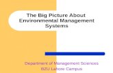 The Big Picture About Environmental Management Systems Department of Management Sciences BZU Lahore Campus.