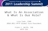 What Is An Association & What Is Our Role? Lisa Funk, CHAE 2010-2011 HFTP Global Vice President Frank I. Wolfe, CAE HFTP CEO.