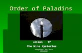 Order of Paladins Lesson : 17 The Nine Mysteries copyright 2013 Kerr Cuhulain.