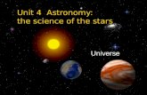 Unit 4 Astronomy: the science of the stars Universe.