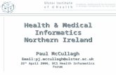 Health & Medical Informatics Northern Ireland Paul McCullagh Email:pj.mccullagh@ulster.ac.uk 25 th April 2006, BCS Health Informatics Forum.
