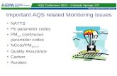 AQS Conference 2010 – Colorado Springs, CO Important AQS related Monitoring Issues NATTS Pb parameter codes PM 2.5 continuous parameter codes NCore/PM.
