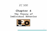 1 EC 500 Chapter 4 The Theory of Individual Behavior.