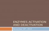 ENZYMES ACTIVATION AND DEACTIVATION November 19 th, 2012.