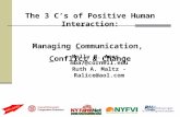 1 The 3 C’s of Positive Human Interaction: Managing Communication, Conflict & Change Molly B. Ames - mba7@cornell.edu Ruth A. Maltz - Ralice@aol.com.