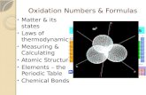 Oxidation Numbers & Formulas Matter & its states Laws of thermodynamics Measuring & Calculating Atomic Structure Elements – the Periodic Table Chemical.