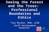 Seeing the Forest and the Trees: Professional Boundaries and Ethics Troy McLean, MSW, LCSW Staff Development Director.
