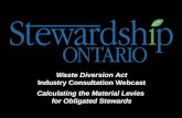 Waste Diversion Act Industry Consultation Webcast Calculating the Material Levies for Obligated Stewards.