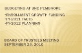 Develop a better understanding of State budgeting and the associated processes  Discuss UNCP budgeting in detail September 6, 2015 2 UNC Pembroke.