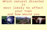 Which natural disaster is most likely to affect your town and how would you survive it?
