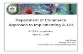 Department of Commerce Approach to Implementing A-123 A-123 Presentation May 23, 2006 Lisa Casias Deputy CFO and and Director for Financial Management.