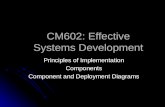 CM602: Effective Systems Development Principles of Implementation Components Component and Deployment Diagrams.