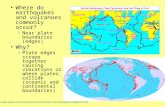 Where do earthquakes and volcanoes commonly occur? –Near plate boundaries (edges) Why? –Plate edges scrape together causing vibrations or where plates.