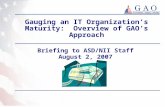 Gauging an IT Organization’s Maturity: Overview of GAO’s Approach Briefing to ASD/NII Staff August 2, 2007.
