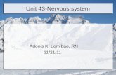 1 Unit 43-Nervous system Adonis K. Lomibao, RN 11/21/11.