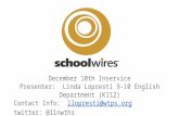December 10th Inservice Presenter: Linda Lopresti 9-10 English Department (K112) Contact Info: llopresti@wtps.org twitter: @linwthsllopresti@wtps.org.
