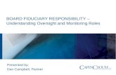 BOARD FIDUCIARY RESPONSIBILITY – Understanding Oversight and Monitoring Roles Presented by: Dan Campbell, Partner.