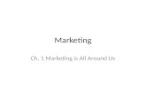 Marketing Ch. 1 Marketing is All Around Us. Marketing Process of developing, promoting, and distributing products in order to satisfy customer needs and.