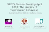 SRCD Biennial Meeting April 2003: The stability of victimisation behaviour University of Hertfordshire, U.K. VICTEC: Virtual ict with empathic Characters.