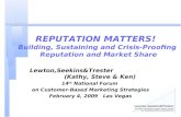 REPUTATION MATTERS! Building, Sustaining and Crisis-Proofing Reputation and Market Share Lewton,Seekins&Trester (Kathy, Steve & Ken) 14 th National Forum.