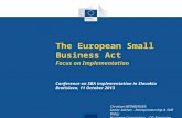 The European Small Business Act Focus on Implementation Christian WEINBERGER, Senior Adviser - Entrepreneurship & SME Policy European Commission - DG Enterprise.