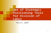 1 Use of Strategic Positioning Tools for Division of Labor March 2007.