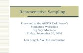 Representative Sampling Presented at the AWDS Task Force’s Marketing Workshop Big Sky, Montana Friday, September 20, 2002 Len Singel, AWDS Coordinator.