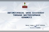 ANTIMICROBIAL DRUG DISCOVERY THROUGH BACTERIOPHAGE GENOMICS Manoj kumar ( Ph.D SCHOLAR, DM) N.D.R.I KARNAL.