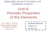 Periodic Properties of the Elements Unit 8: Periodic Properties of the Elements Dr. Jorge L. Alonso Miami-Dade College – Kendall Campus Miami, FL CHM 1045: